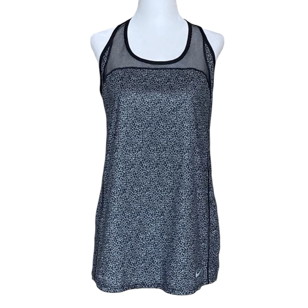 Nike Dri-FIT Mesh Accent Racerback Tank in Black and Gray